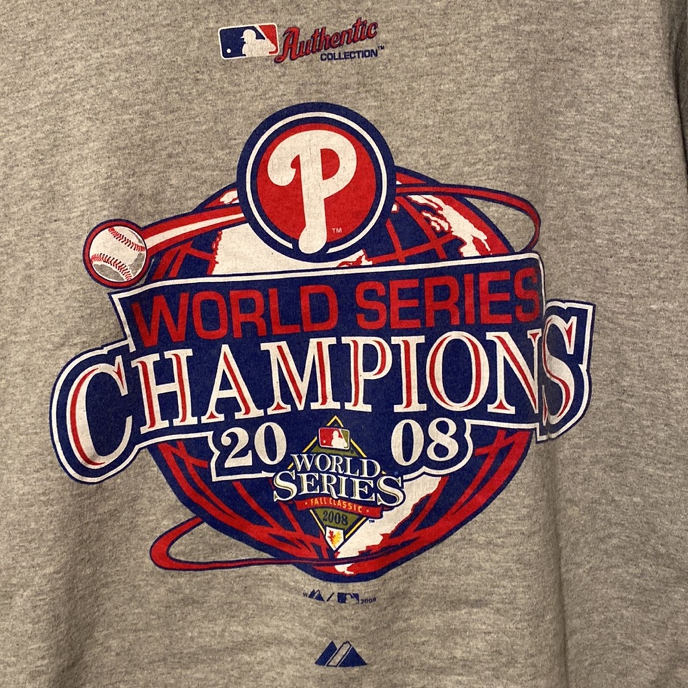 Philadelphia Phillies 2008 MLB World Series Champions Gray T-Shirt Men XXL